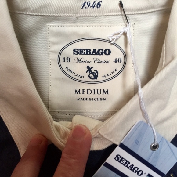 Sebago Women's Crested Navy Rugby Shirt M - Picture 3 of 7